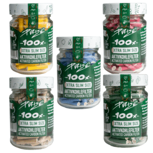 5 x Barattoli da 100 Filtri a carboni attivi Purize Xtra Slim 5,9mm