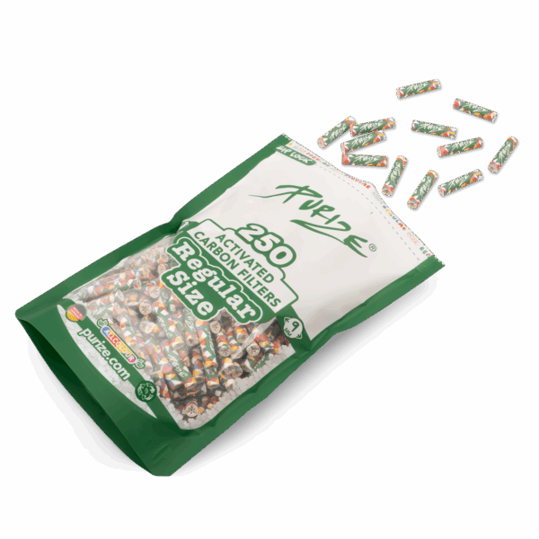 Dettaglio Pack da 250 Filtri a carboni attivi Purize Regular 9mm Multicolor