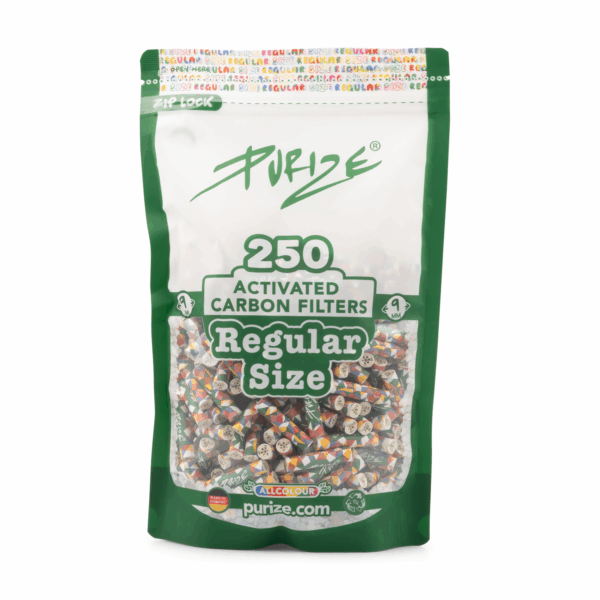 Fronte Pack da 250 Filtri a carboni attivi Purize Regular 9mm Multicolor