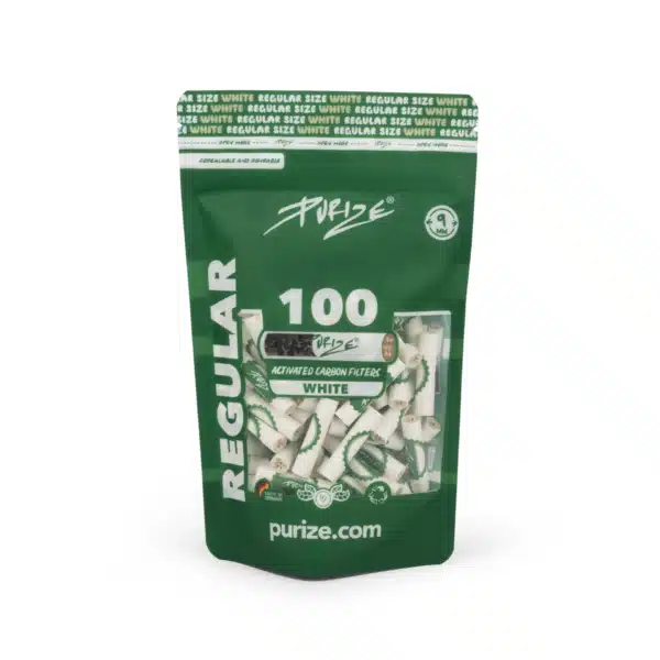 Pack da 100 Filtri a carboni attivi Purize Regular 9mm Bianchi