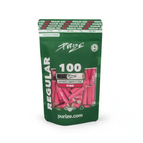 Pack da 100 Filtri a carboni attivi Purize Regular 9mm Rosa