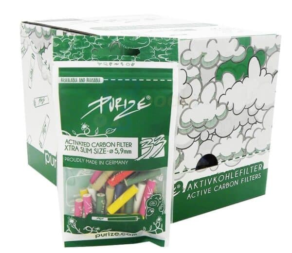 Box da 20 Pack da 33 Filtri a carboni attivi Purize Xtra Slim 5,9mm