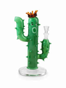 Black Leaf Cactus con Corona in vetro borosilicato verde da 28 cm