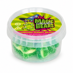 Vasetto Gummy Pot Magic Bears Multitrance visto lateralmente e leggermente dall'alto