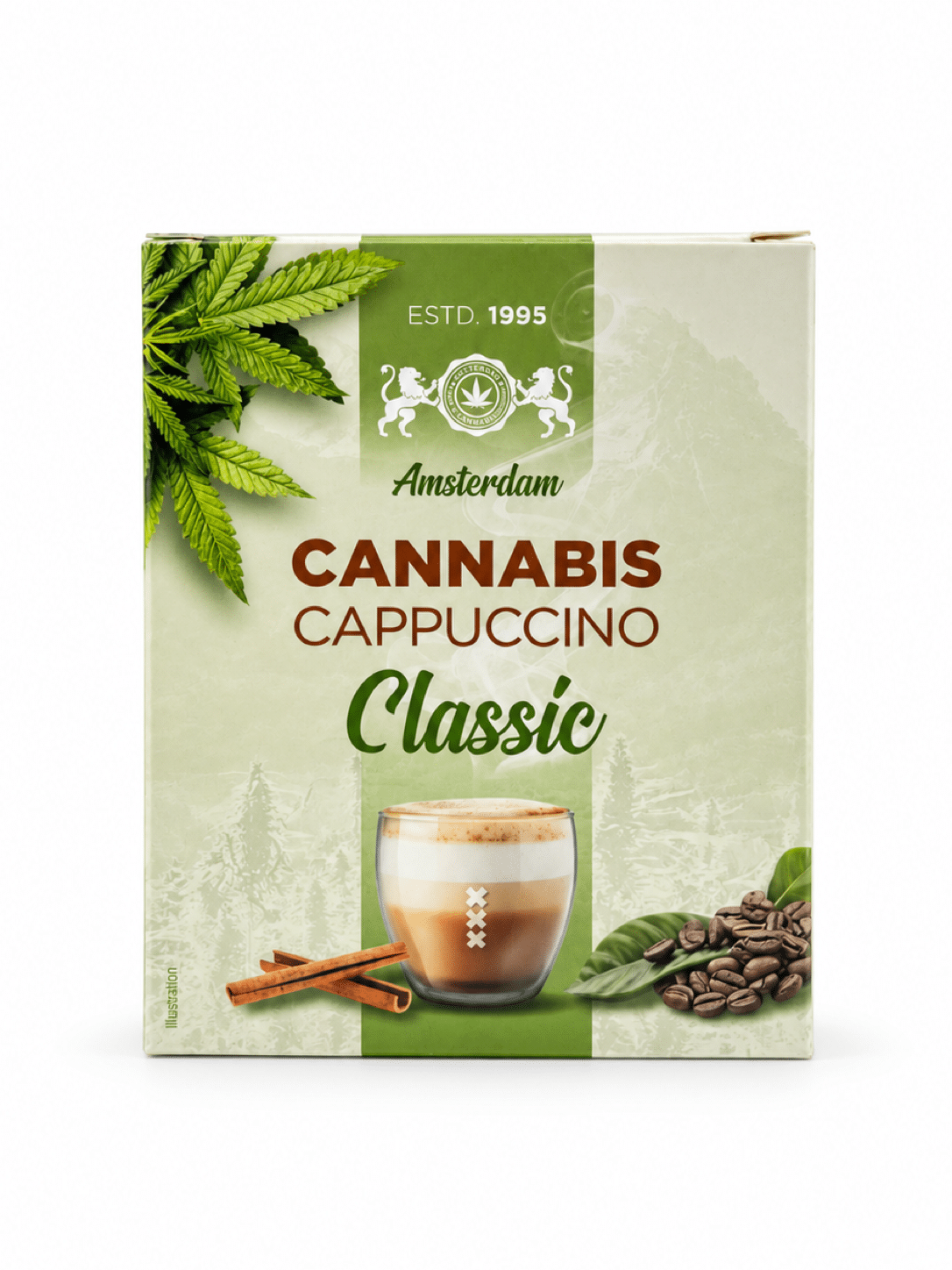 Confezione frontale Hemp Coffee Instant Cappuccino Multitrance alla canapa