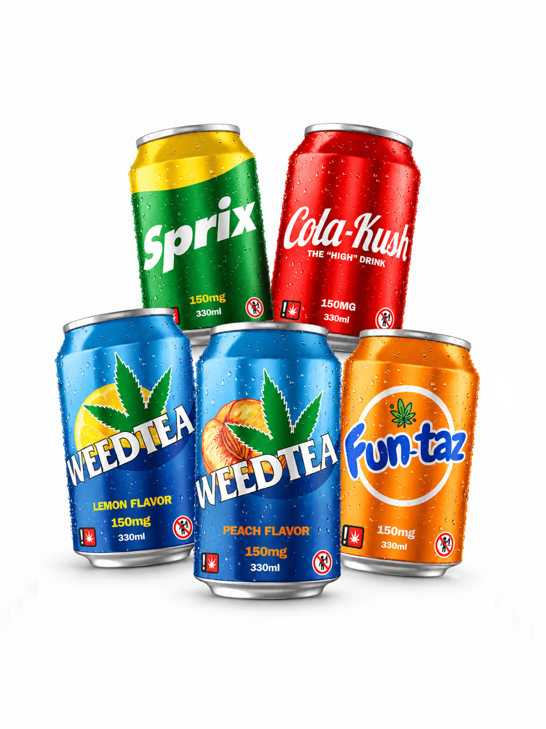 Bundle THComida con 5 lattine Sprix, Cola Kush, Fun-Taz e WeedTea Lemon e Peach