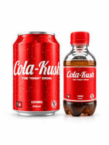 Cola Kush THComida con bottiglia da 50 mg e lattina da 150 mg