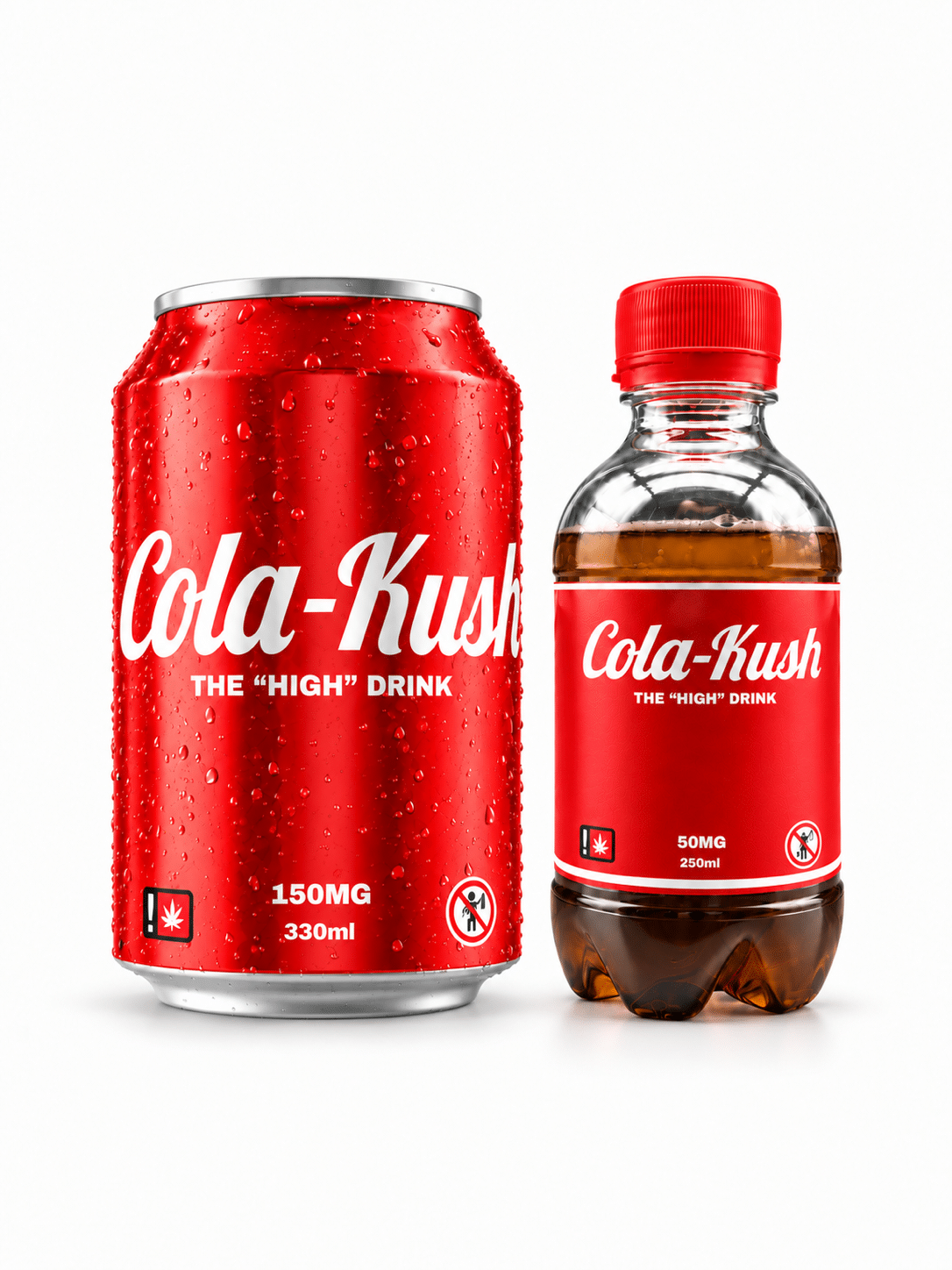 Cola Kush THComida con bottiglia da 50 mg e lattina da 150 mg