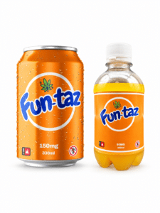 Fun-Taz THComida con bottiglia da 50 mg e lattina da 150 mg